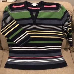 3/$15 Liz Claiborne Navy Knit Multi Color Stripes